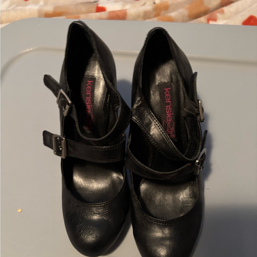 Kensie Girl Black Double Strap Heels